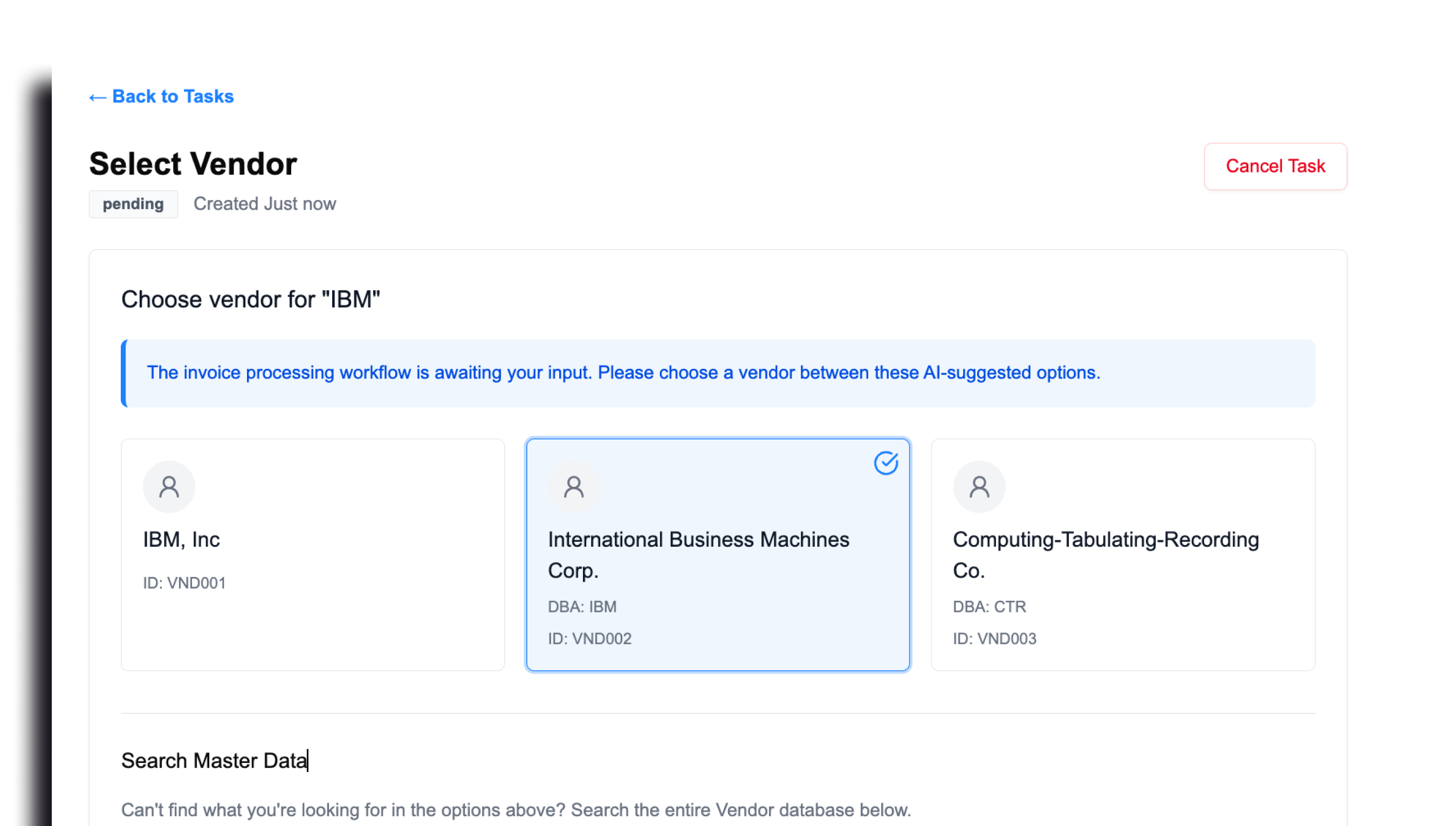 CoPlane Tasks Interface